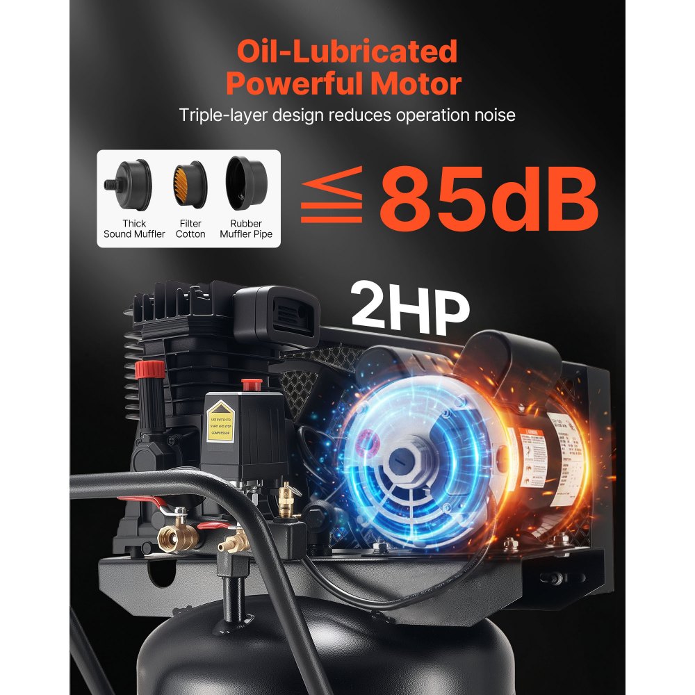Vevor Air Compressor 30-Gallon Oil-Lubricated Vertical on Wheels 120V New