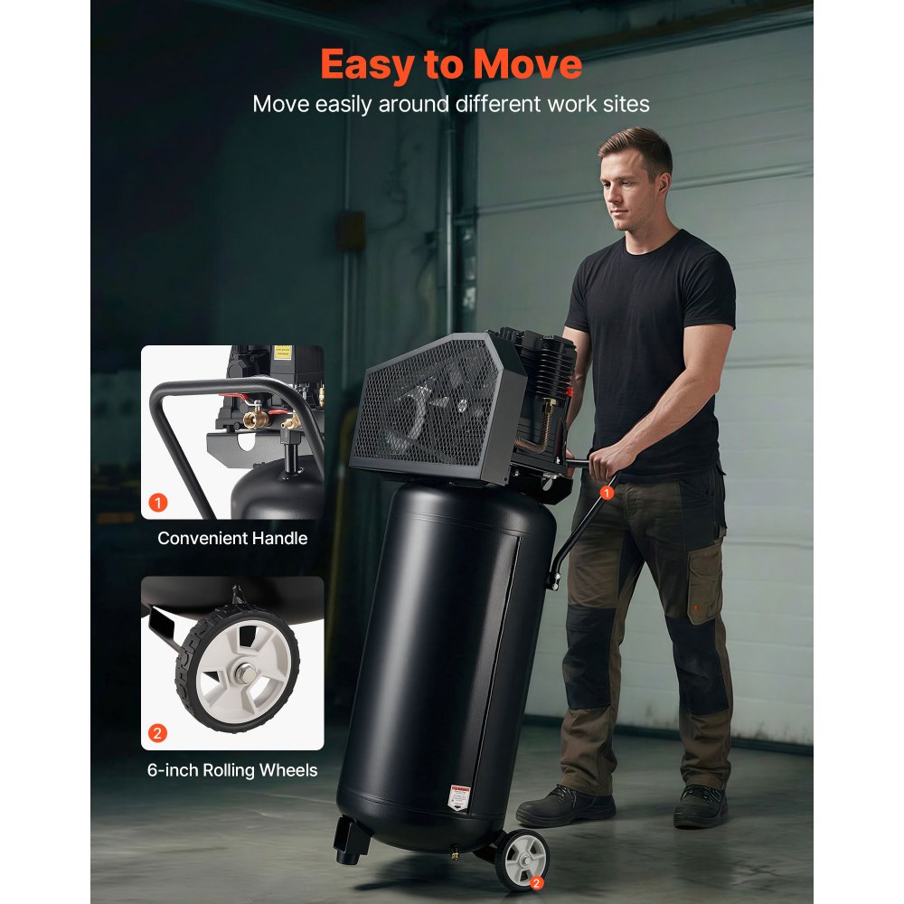Vevor Air Compressor 30-Gallon Oil-Lubricated Vertical on Wheels 120V New