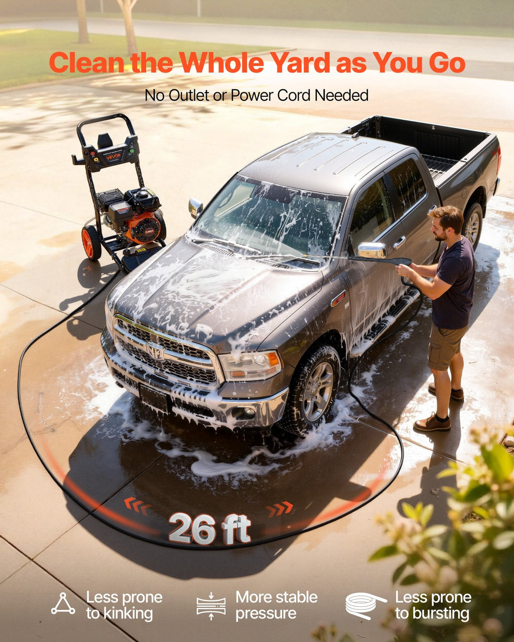 Vevor Gas Pressure Washer 3600 PSI 2.6 GPM Copper Pump with Spray Gun 5 Nozzle Set New
