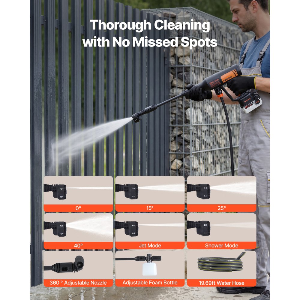 Vevor Pressure Washer Cordless 1200 PSI Portable Handheld Power Cleaner New