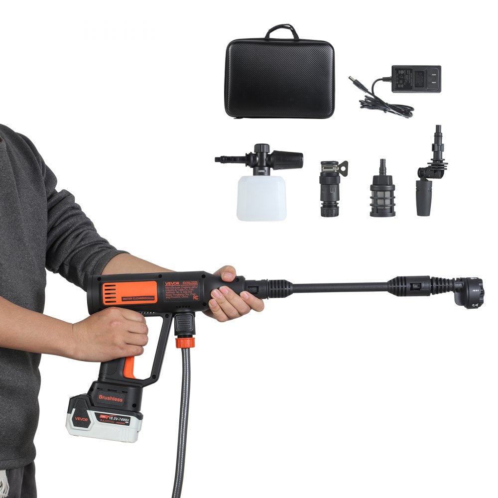 Vevor Pressure Washer Cordless Portable 1200 PSI Max with Brushless Motor 6-in-1 Nozzle New