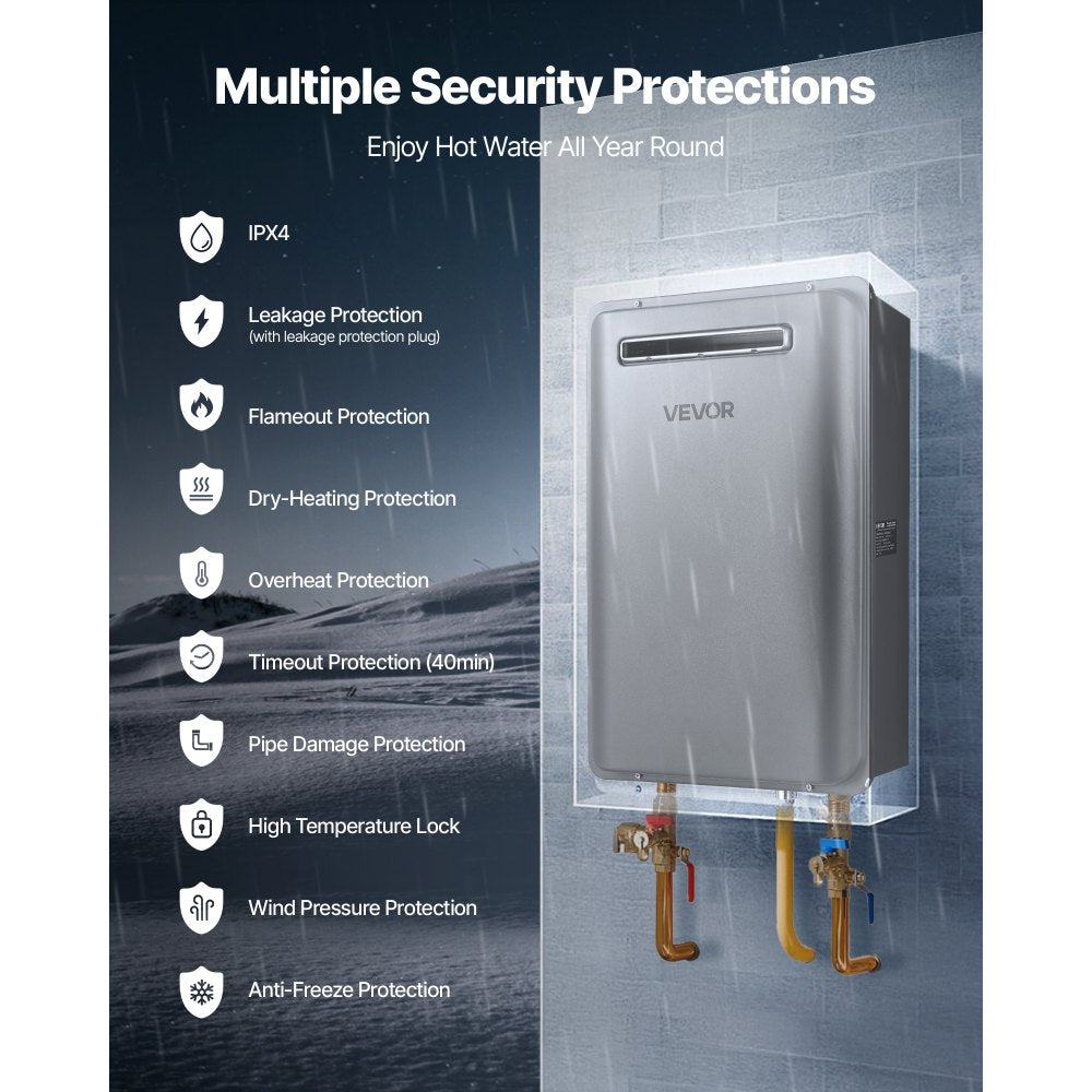 Vevor Tankless Water Heater 5.3 GPM Natural Gas 120,000 BTU New