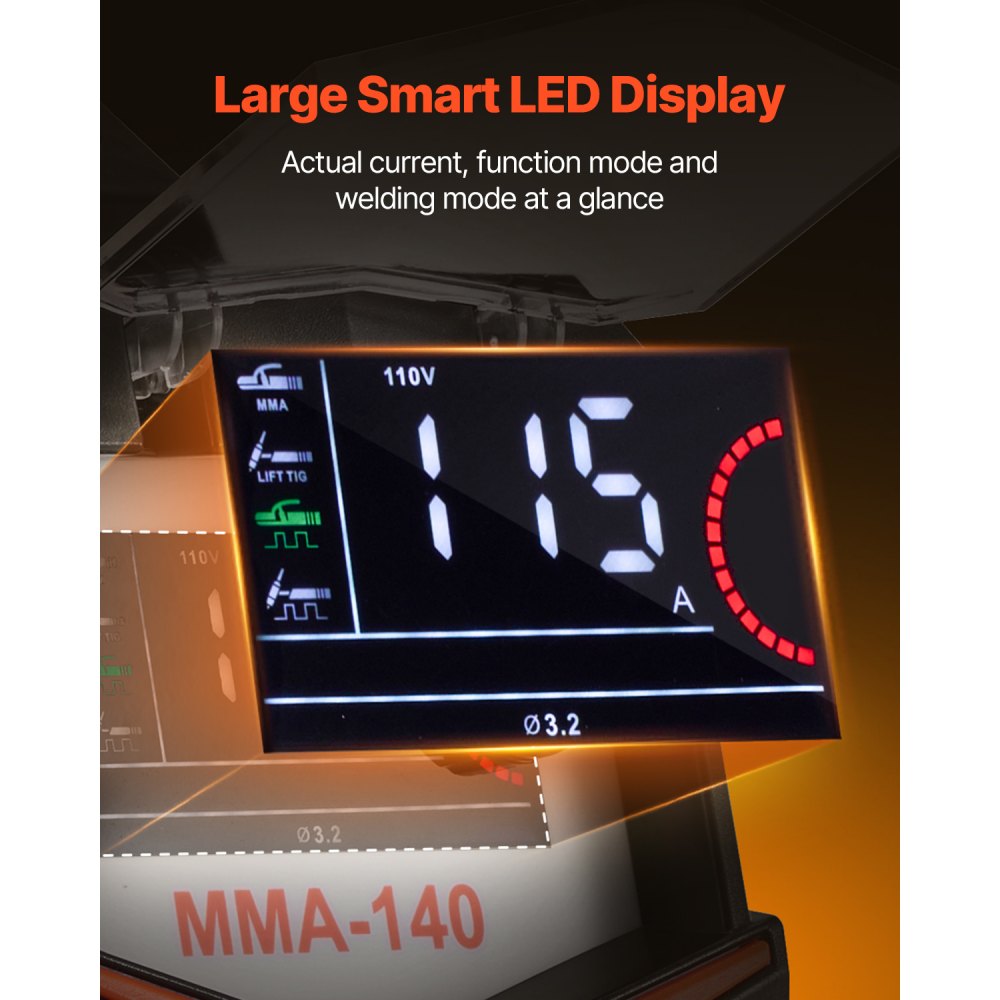 Vevor Welder 140A 4-in-1 Dual Voltage MMA Stick DC Pulse TIG Lift TIG LED Display New