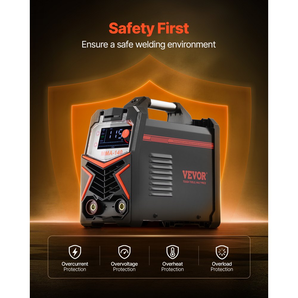 Vevor Welder 140A 4-in-1 Dual Voltage MMA Stick DC Pulse TIG Lift TIG LED Display New