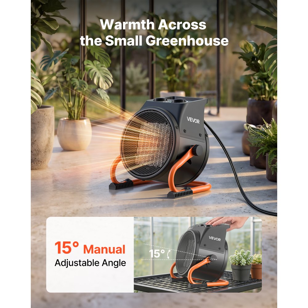 Vevor Greenhouse Heater 1500W Electric PTC Space Heater with Thermostat Fan New