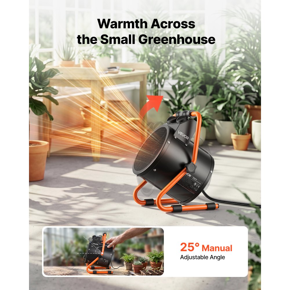 Vevor Greenhouse Heater 1500W Electric Space Heater with Thermostat New