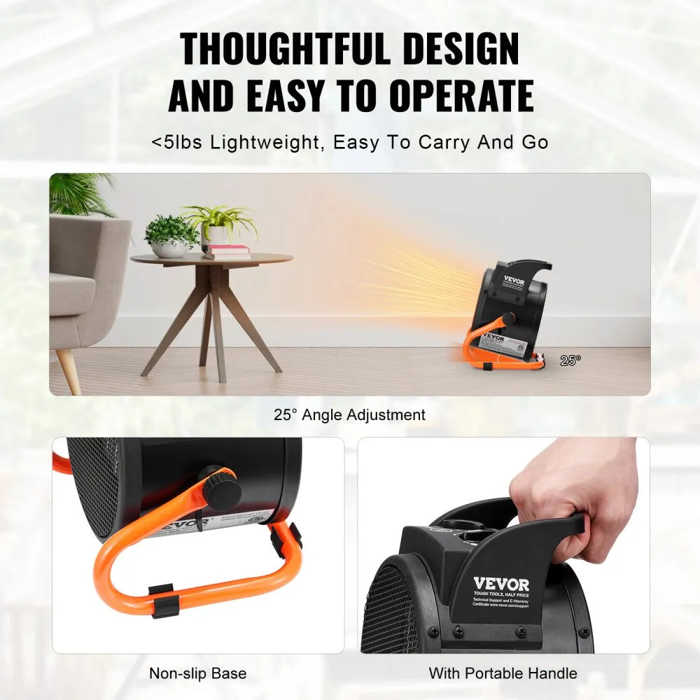 Vevor Greenhouse Heater 1500W Portable PTC Electric Fan New