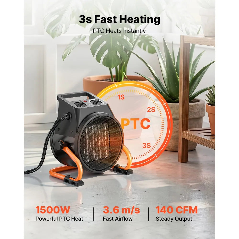 Vevor Greenhouse Heater 1500W Electric PTC Space Heater with Fan New