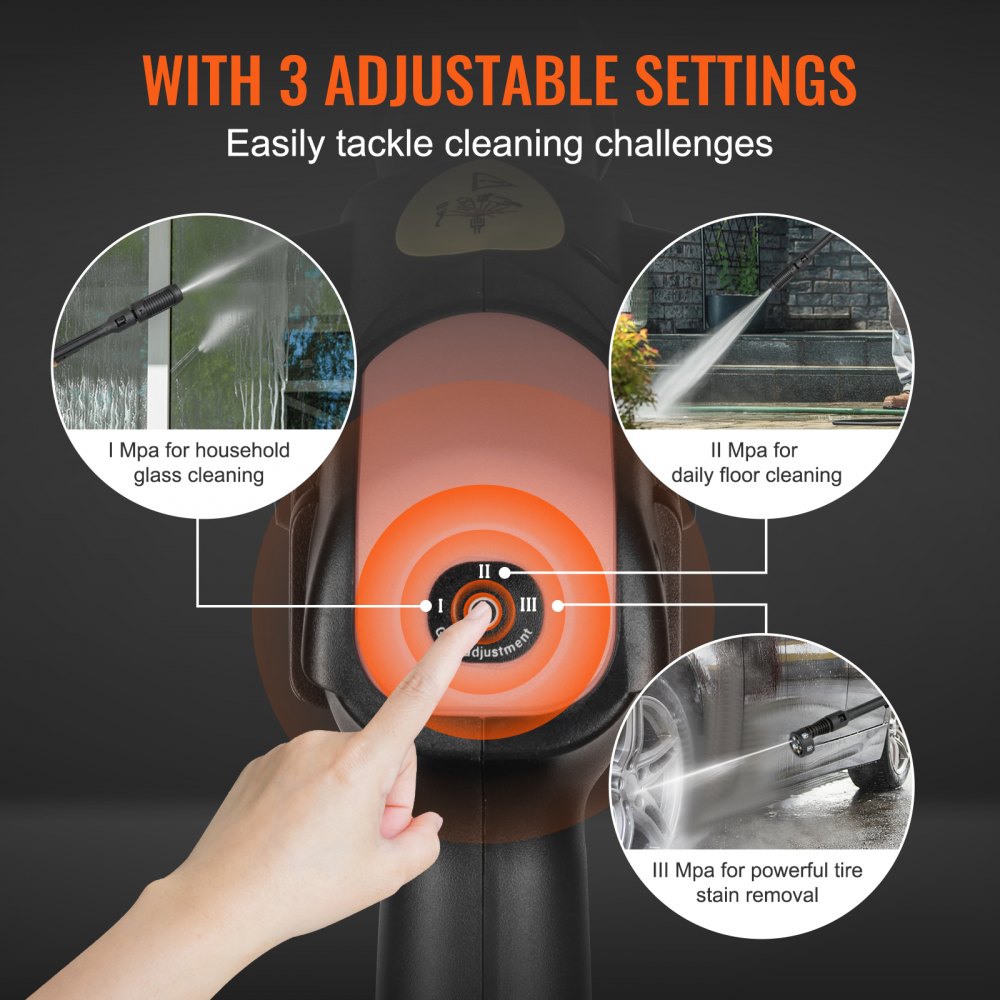 Vevor Pressure Washer Cordless Portable Power Cleaner with 4.0Ah Battery and 6-in-1 Nozzle New