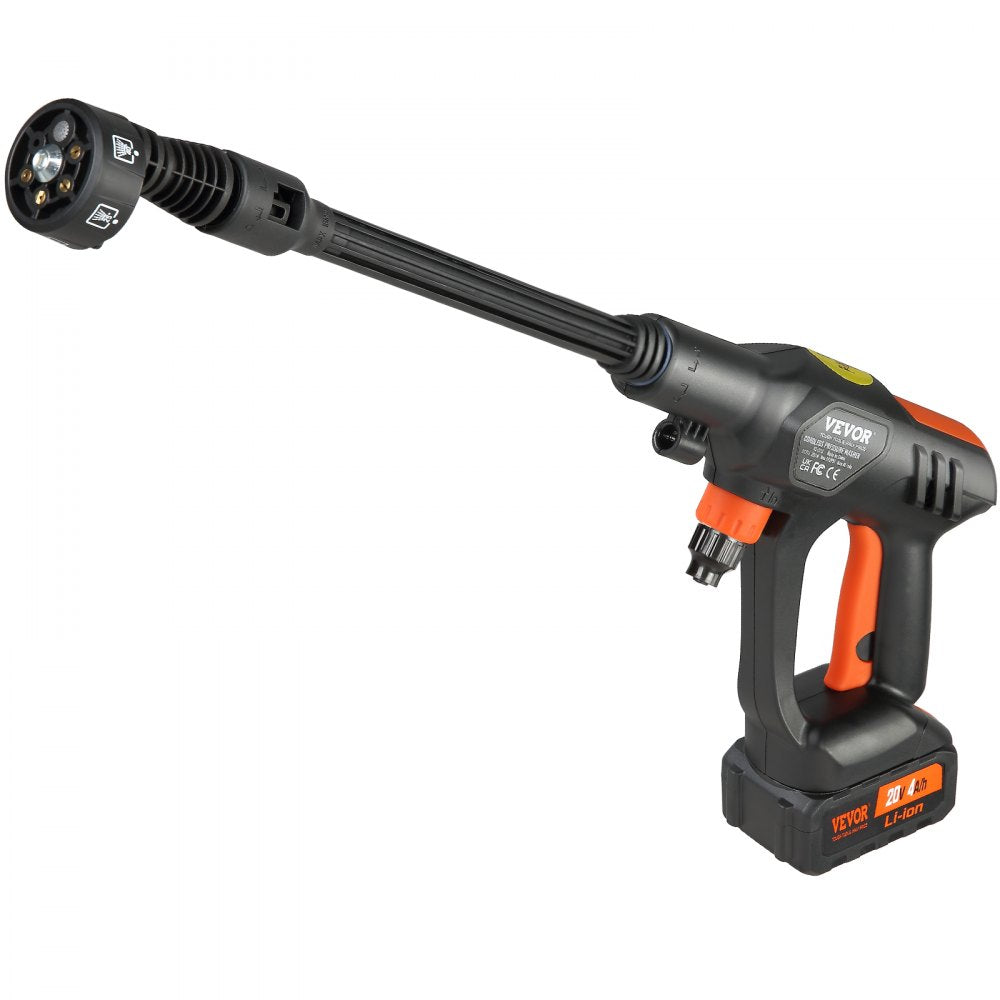 Vevor Pressure Washer Cordless Portable Power Cleaner with 4.0Ah Battery and 6-in-1 Nozzle New
