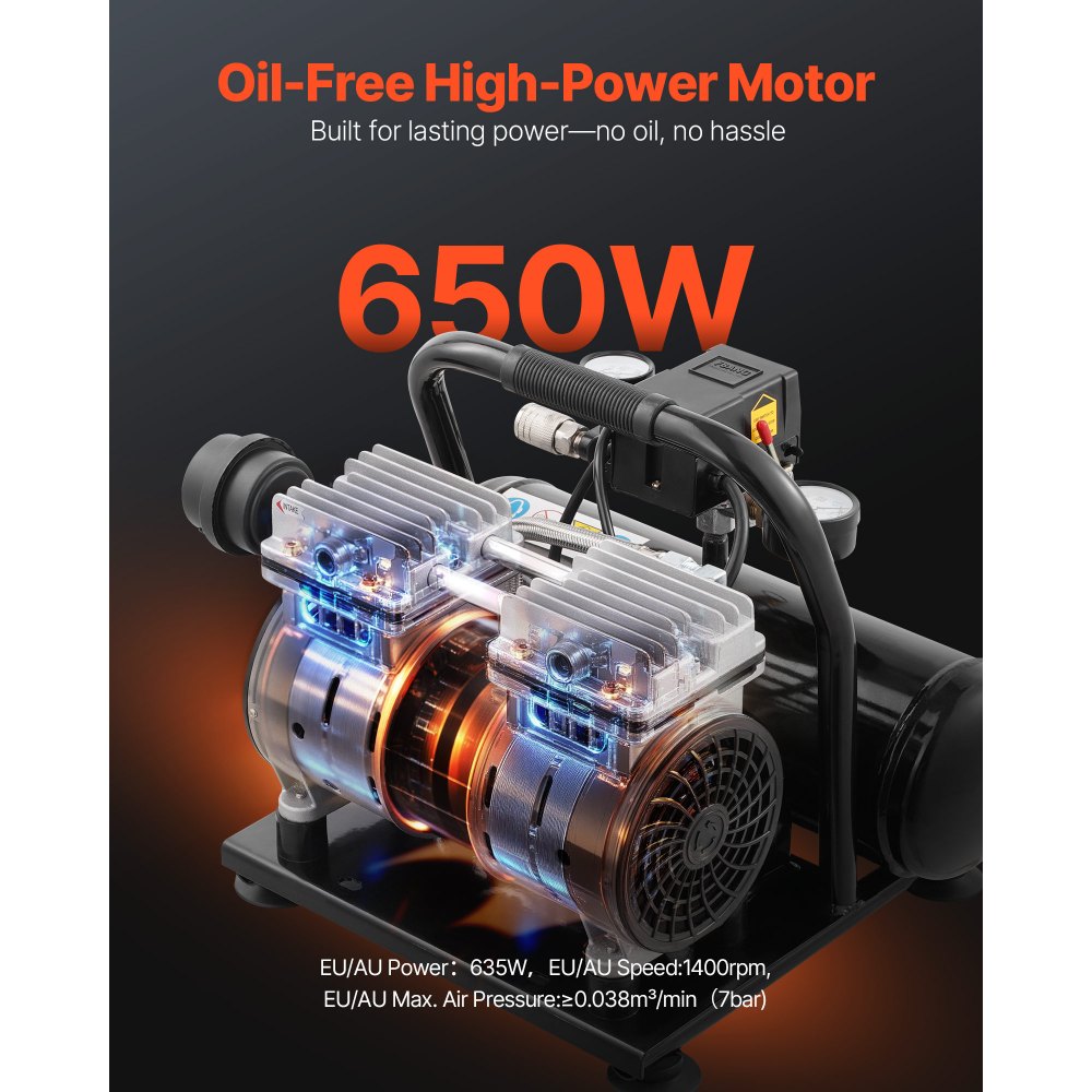 Vevor Air Compressor 1 Gallon 1 HP Oil-Free Portable 120 PSI New