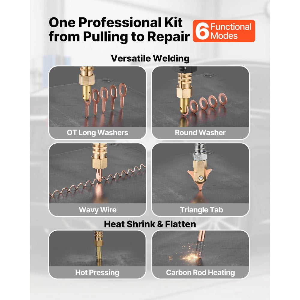 Vevor Stud Welder Dent Repair Kit 4.5KW Professional Workstation with 2 Welding Guns and 6 Modes New