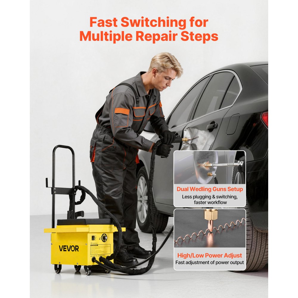 Vevor Stud Welder Dent Repair Kit 4.5KW Professional Workstation with 2 Welding Guns and 6 Modes New