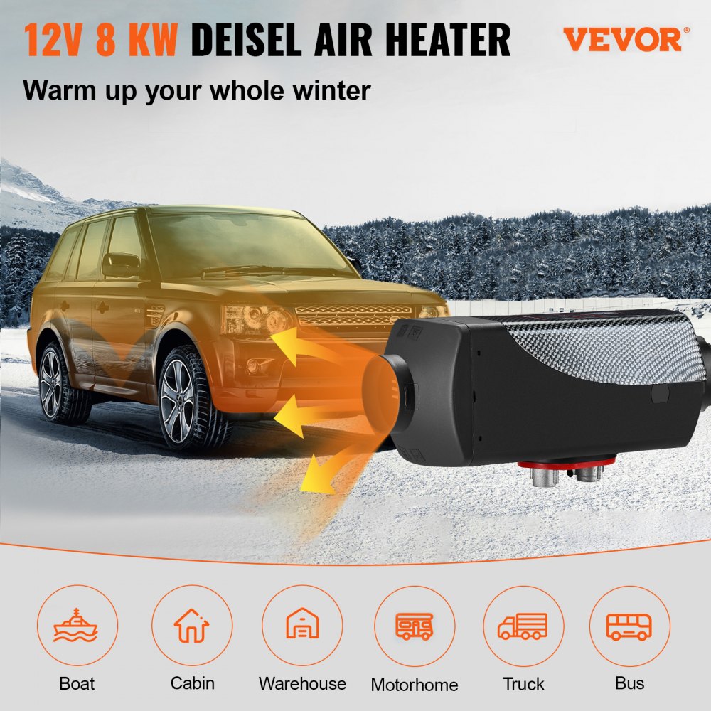 Vevor Diesel Heater 12V 8KW Remote Control LCD Parking Heater New