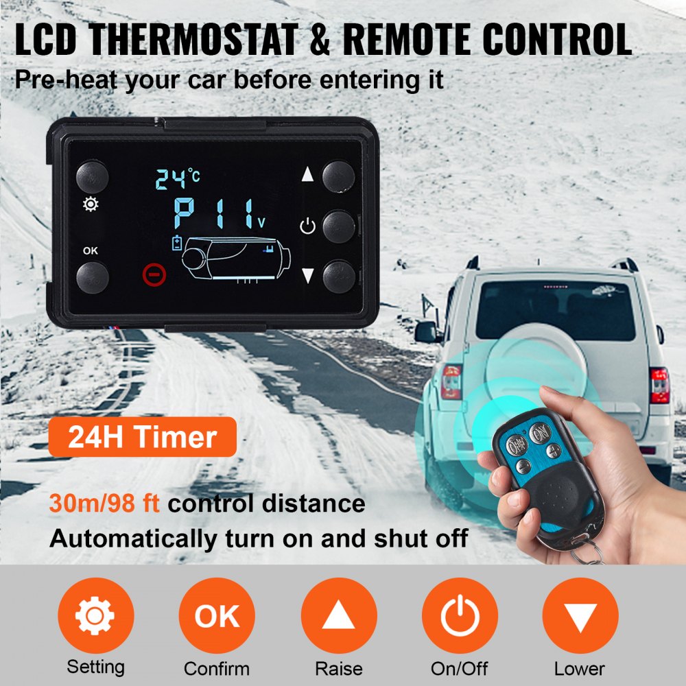 Vevor Diesel Heater 12V 8KW Remote Control LCD Parking Heater New