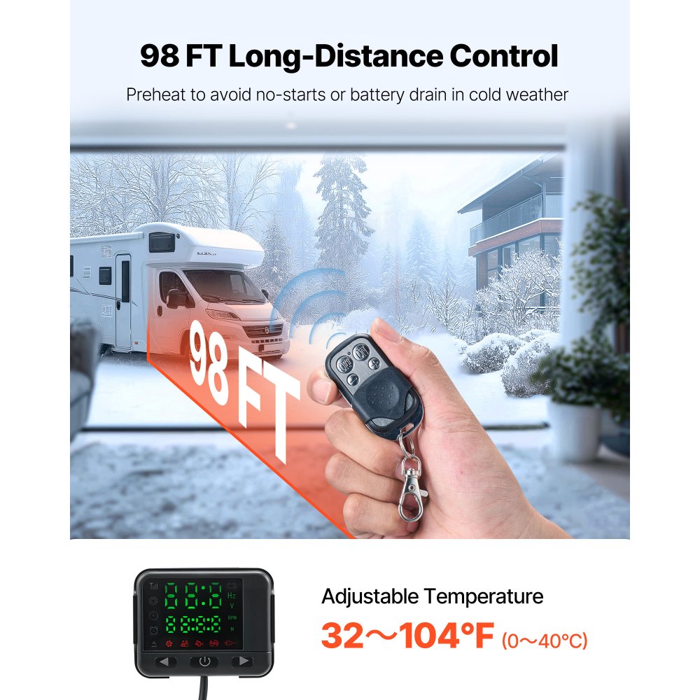 Vevor Diesel Heater 8 kW DC 12-24V Portable Parking Heater with LCD Switch and Remote Control New