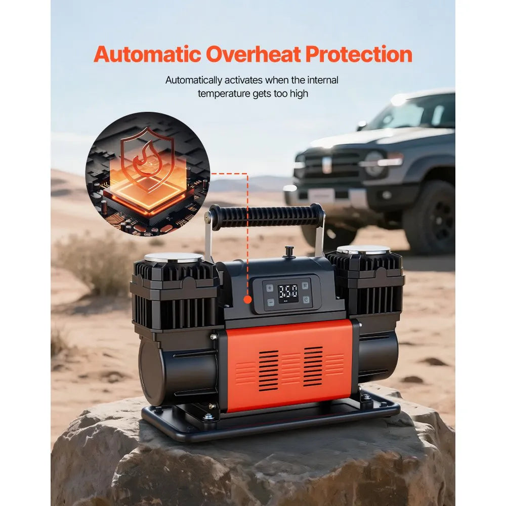 Vevor Air Compressor Dual-Cylinder Heavy-Duty Portable Tire Inflator 12V 150 PSI New