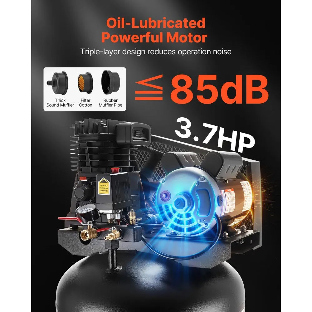 Vevor Air Compressor 60 Gallon Heavy-Duty Oil-Lubricated 3.7 HP 155 PSI New