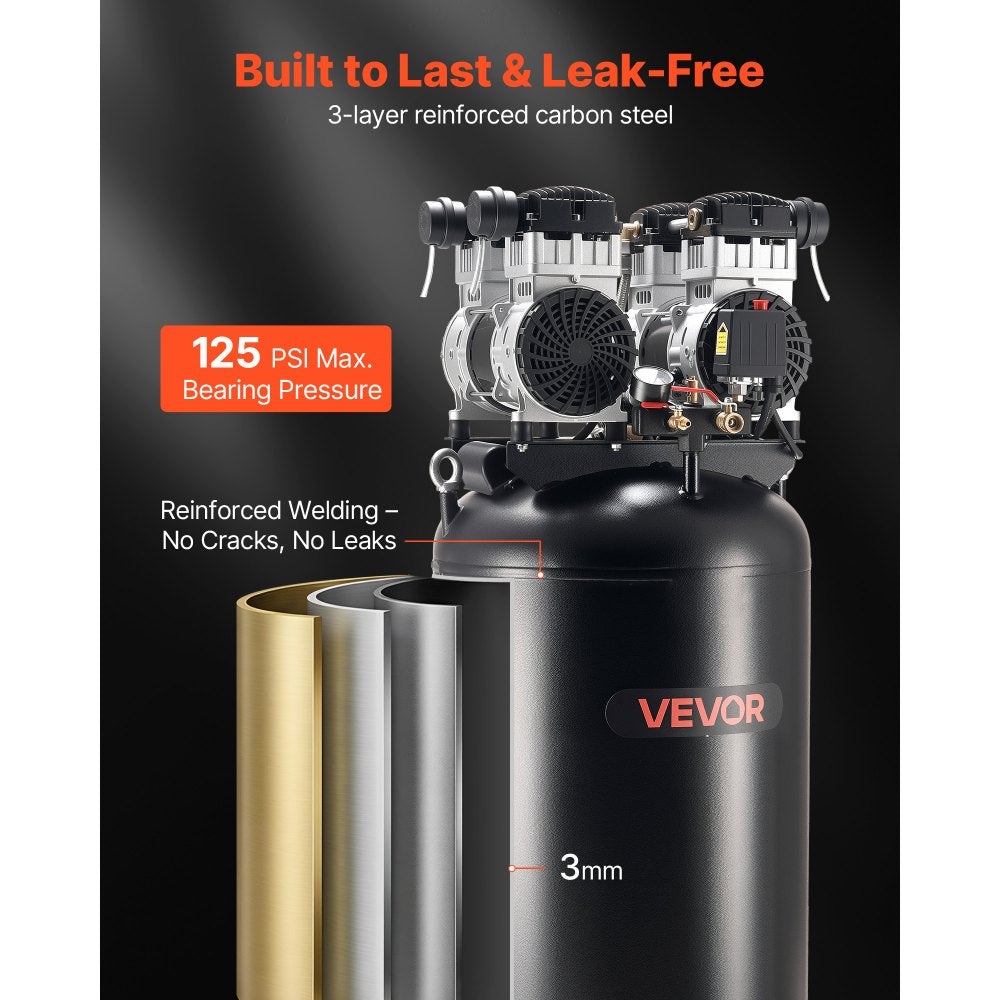 Vevor Air Compressor 60-Gallon Heavy-Duty Oil-Free 4 HP 125 PSI New