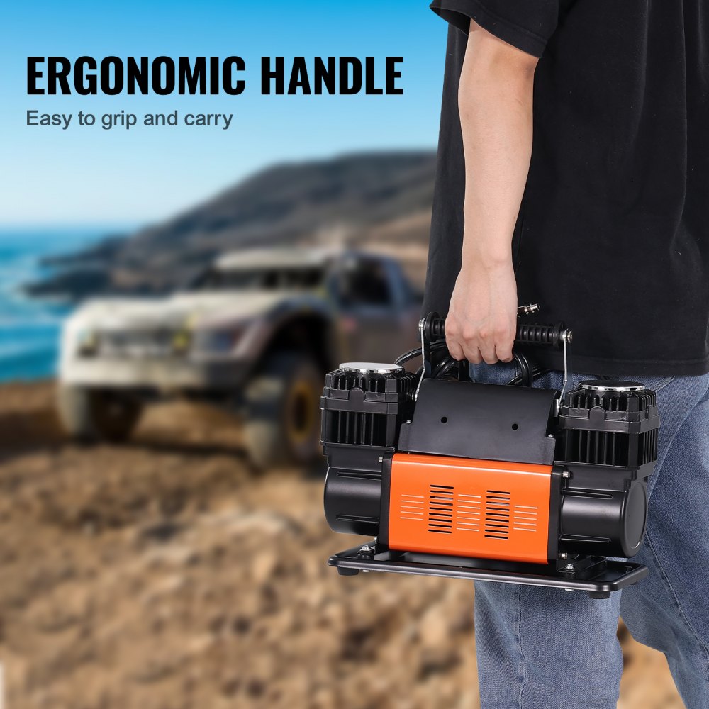 Vevor Tire Inflator Portable Dual-Cylinder 12V 150 PSI Air Compressor New