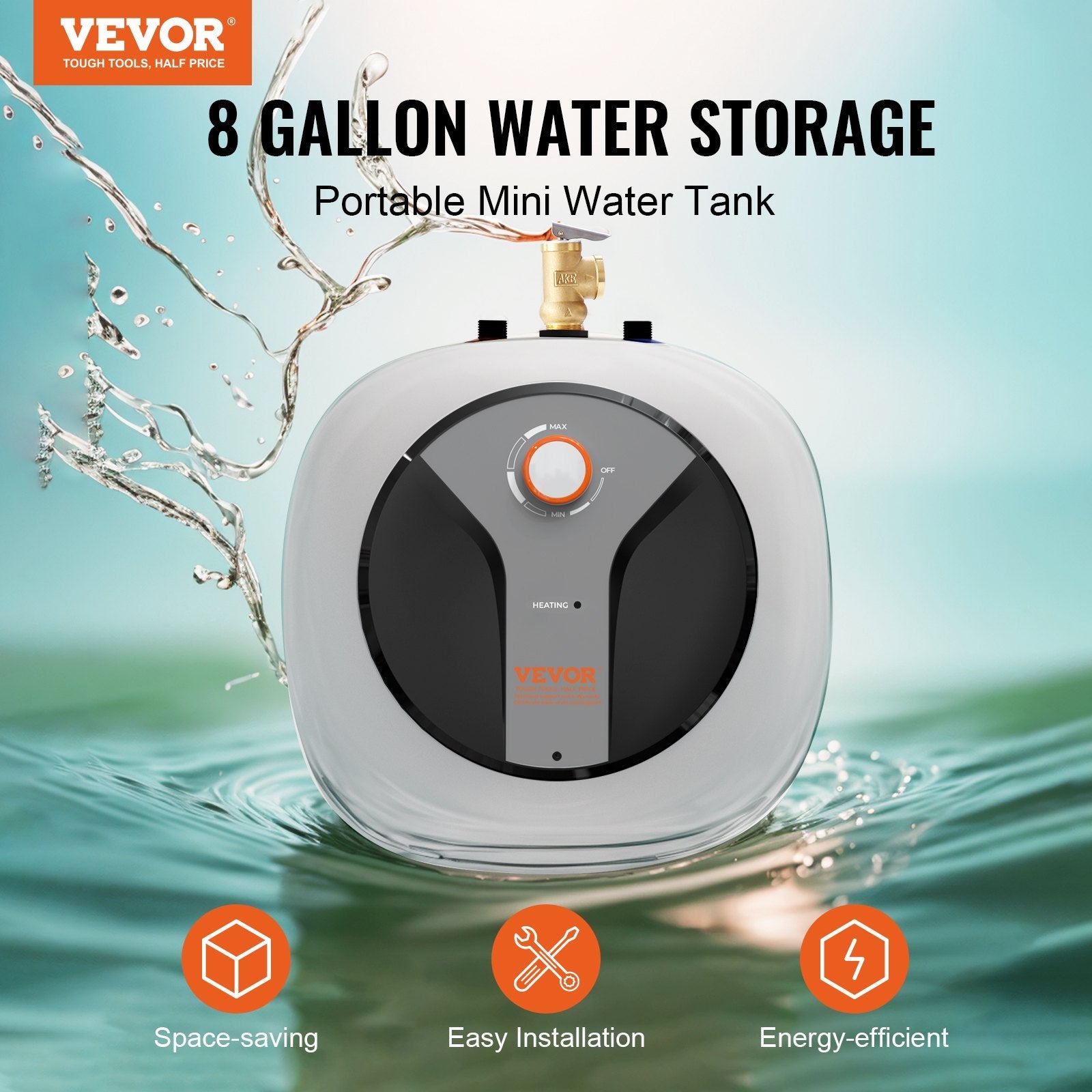 Vevor Electric Mini-Tank Water Heater 8-Gallon Tank 1440W New