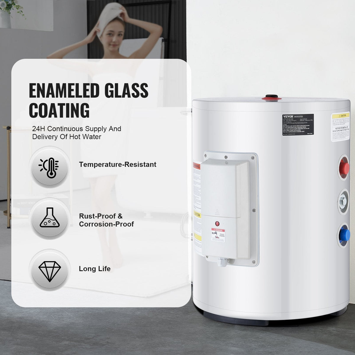 Vevor Electric Water Heater 10 Gallon Instant Hot 1600W New