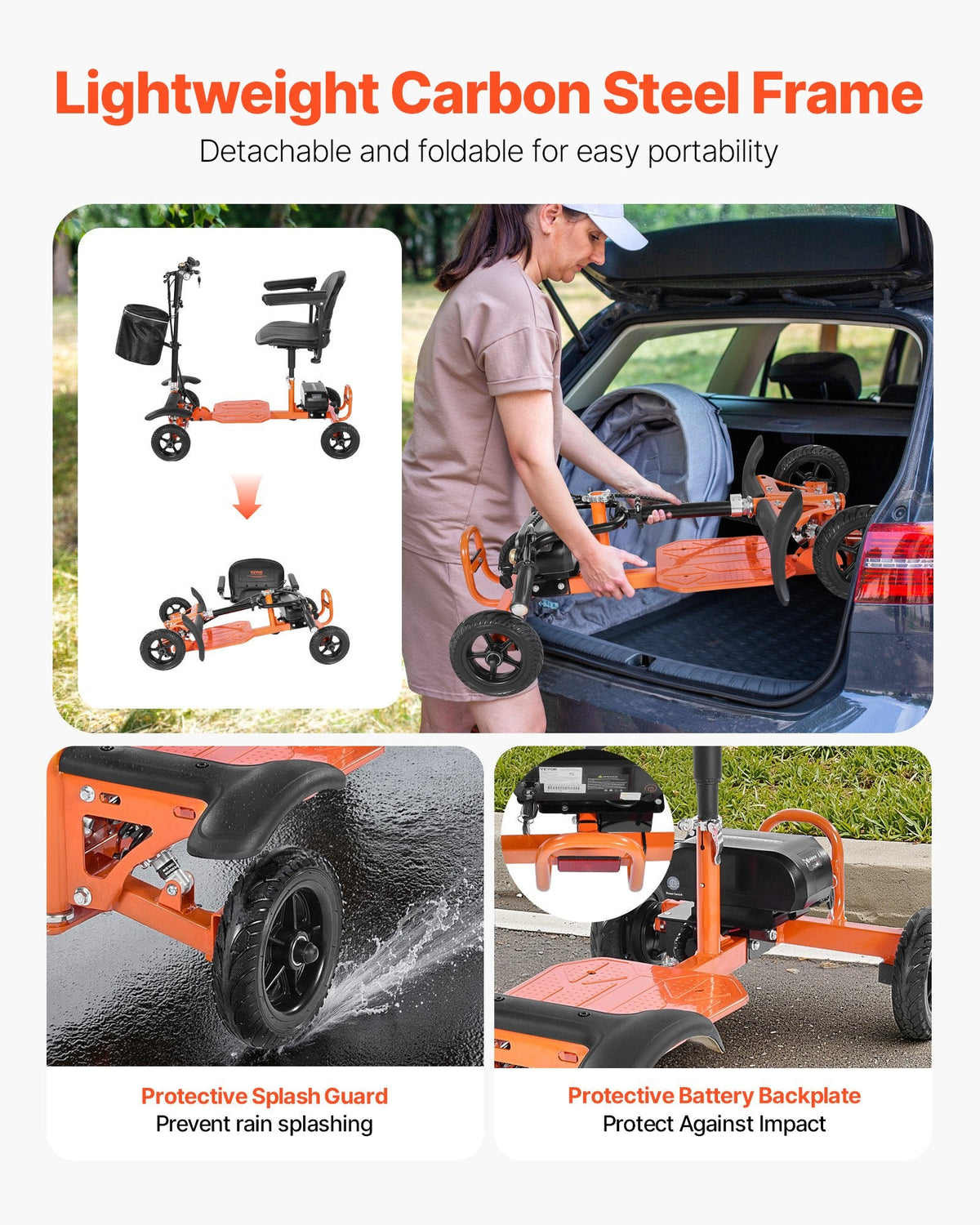 Vevor Mobility Scooter 4 Wheel Foldable 265 lbs Capacity 48V 5 MPH 17.4 Mile Range New