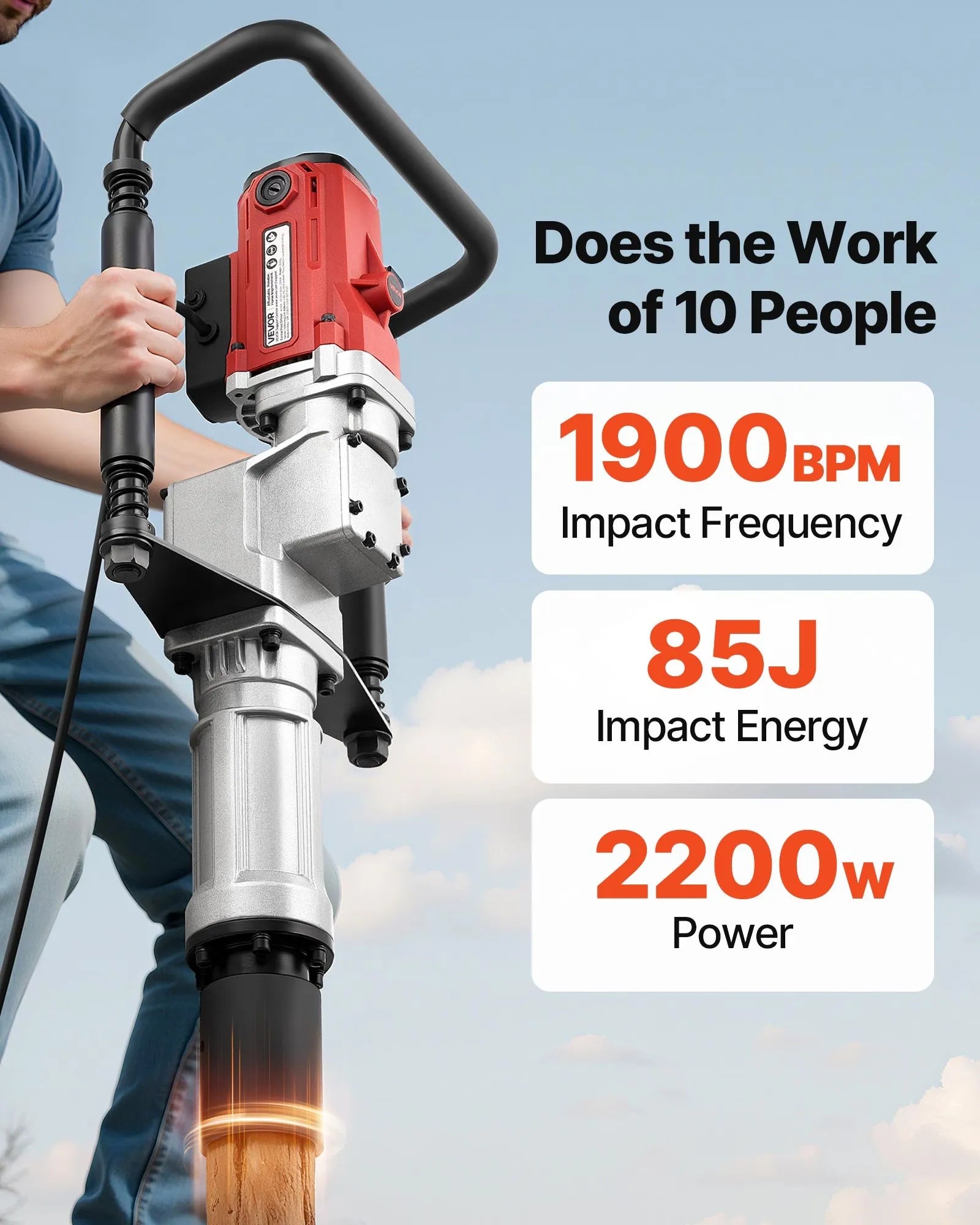 2200W Electric T-Post Driver – Heavy-Duty Handheld Fence Post Pounder