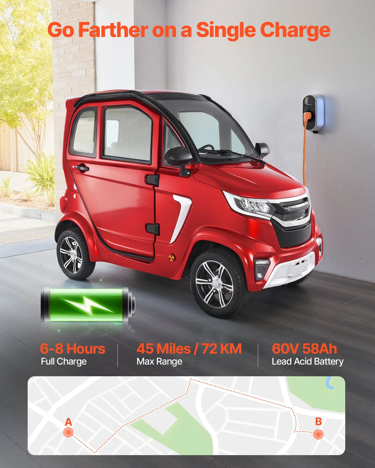 Vevor Enclosed Mobility Scooter 4-Wheel 15 MPH 45 Mile Range 2000W New