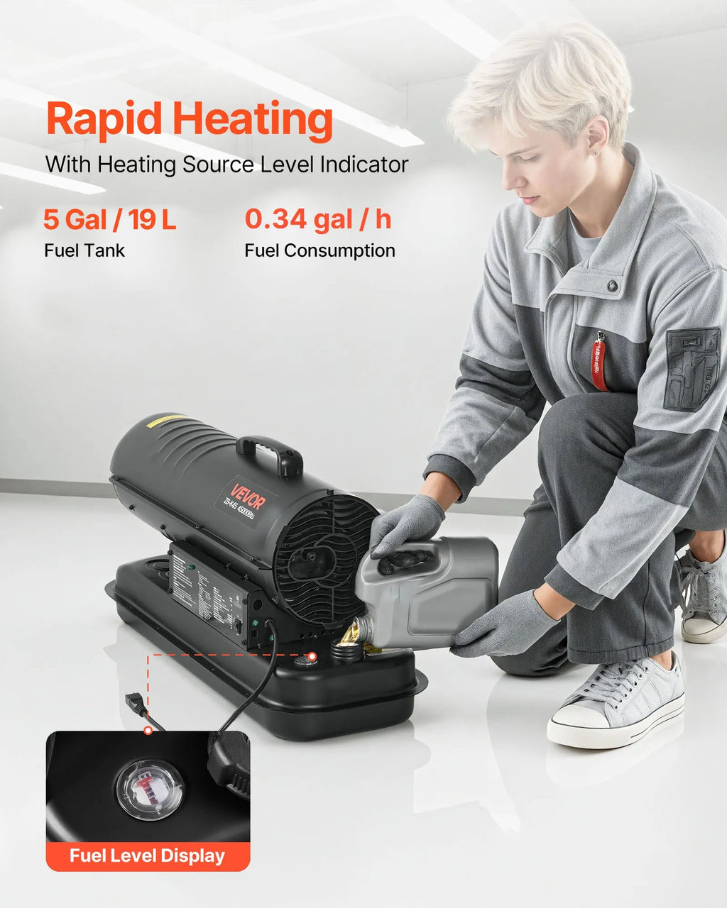Vevor Forced Air Heater 45,000 BTU Kerosene Diesel Blower Portable New