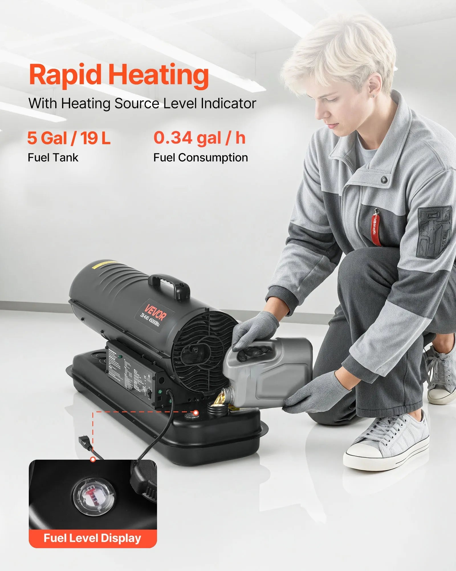 Vevor Forced Air Heater 45,000 BTU Kerosene Diesel Blower Portable New