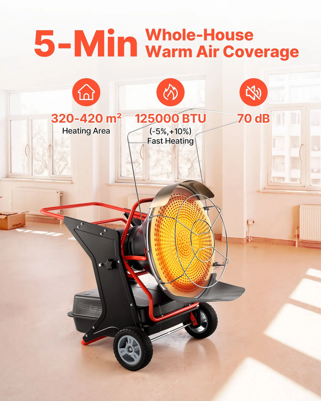 Vevor Radiant Heater Kerosene Diesel 125000 BTU Portable with Temperature Control New