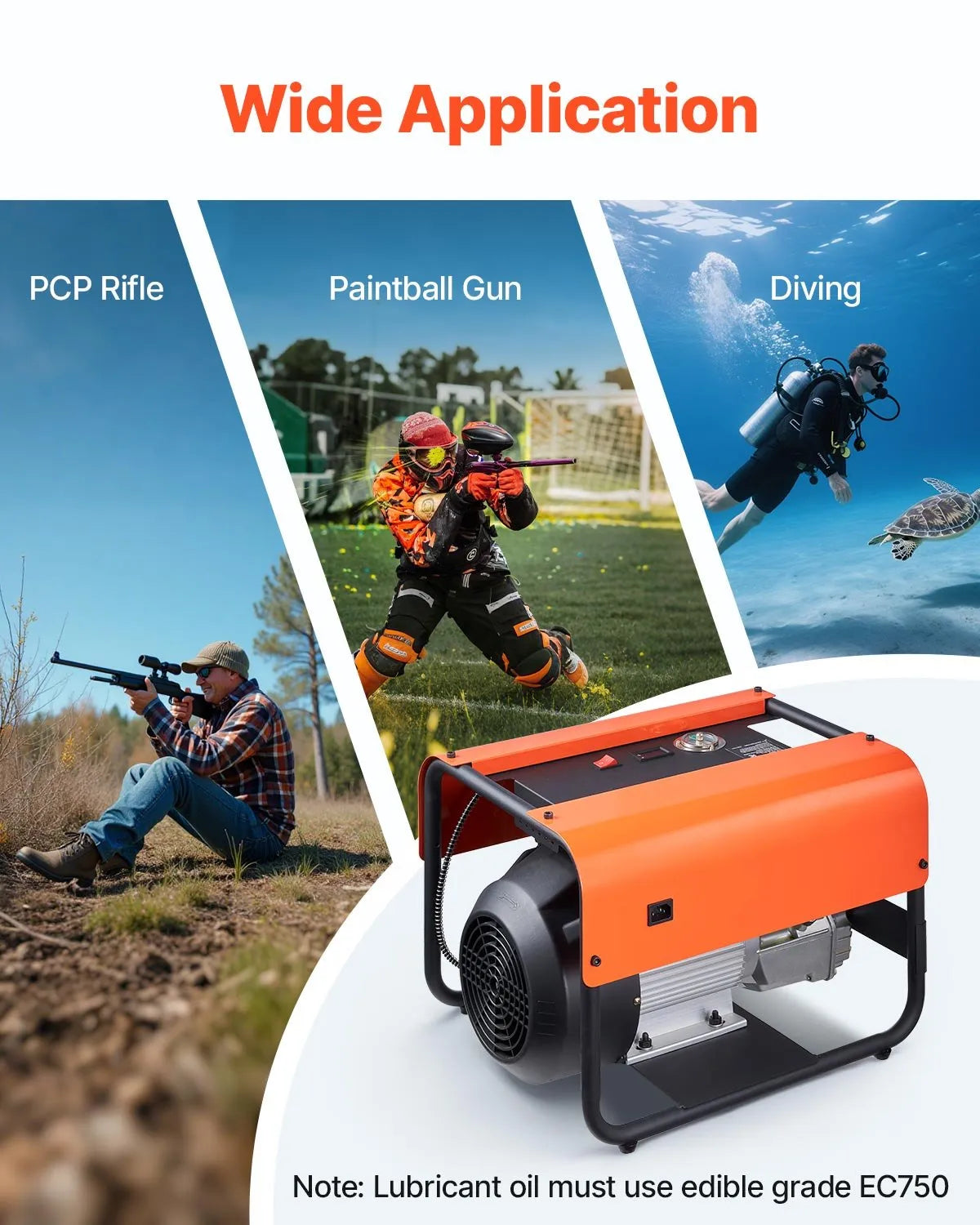 Vevor PCP Air Compressor Double Cylinder 4500 PSI Auto Stop External Cooling New
