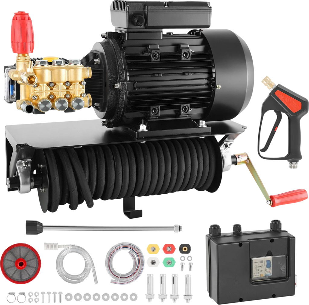 Vevor Electric Pressure Washer Pump Kit 1950 PSI 3.2 GPM with Wall Mount Hose Reel 240V New