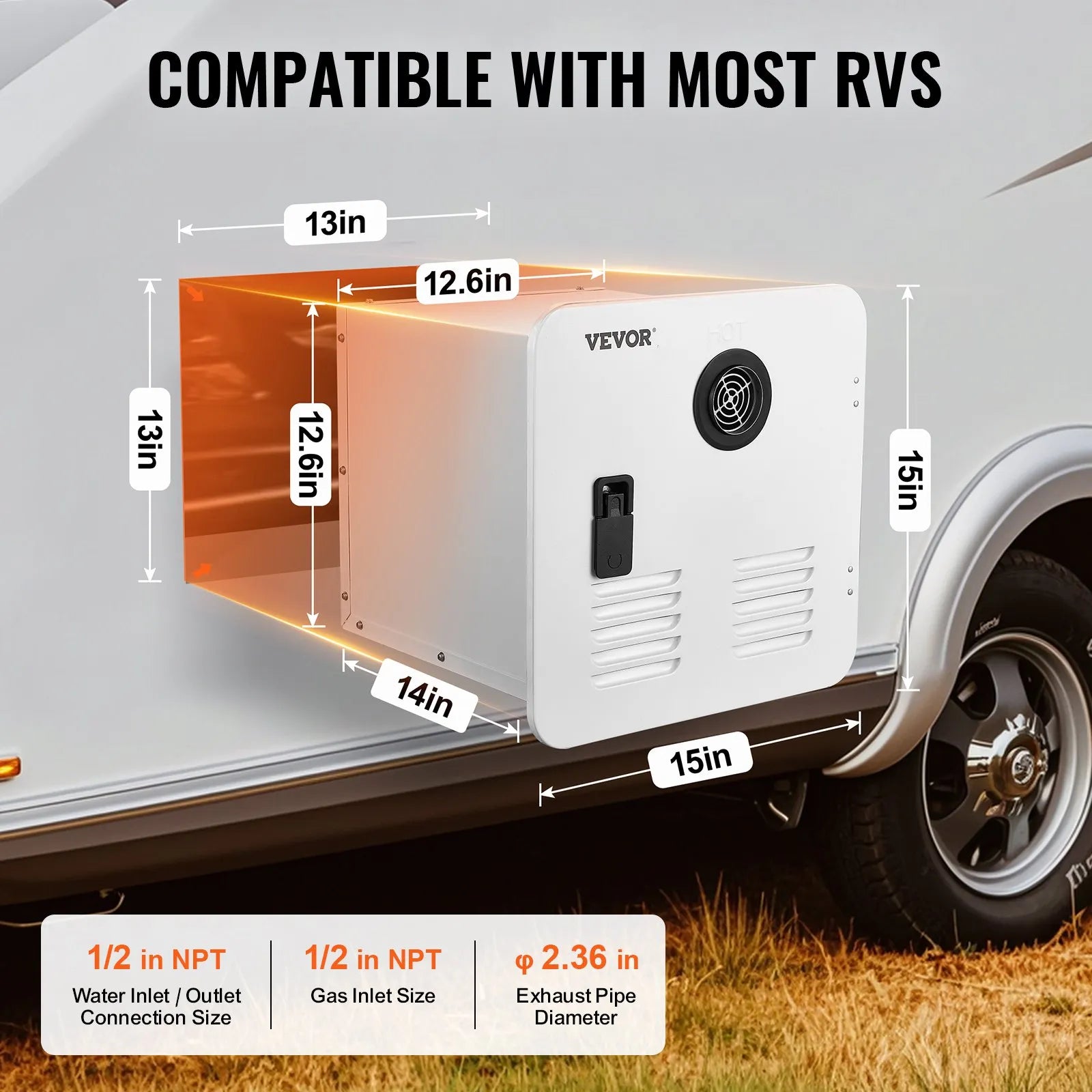 Vevor RV Tankless Water Heater 15" x 15" Propane Gas 65000BTU with Controller New