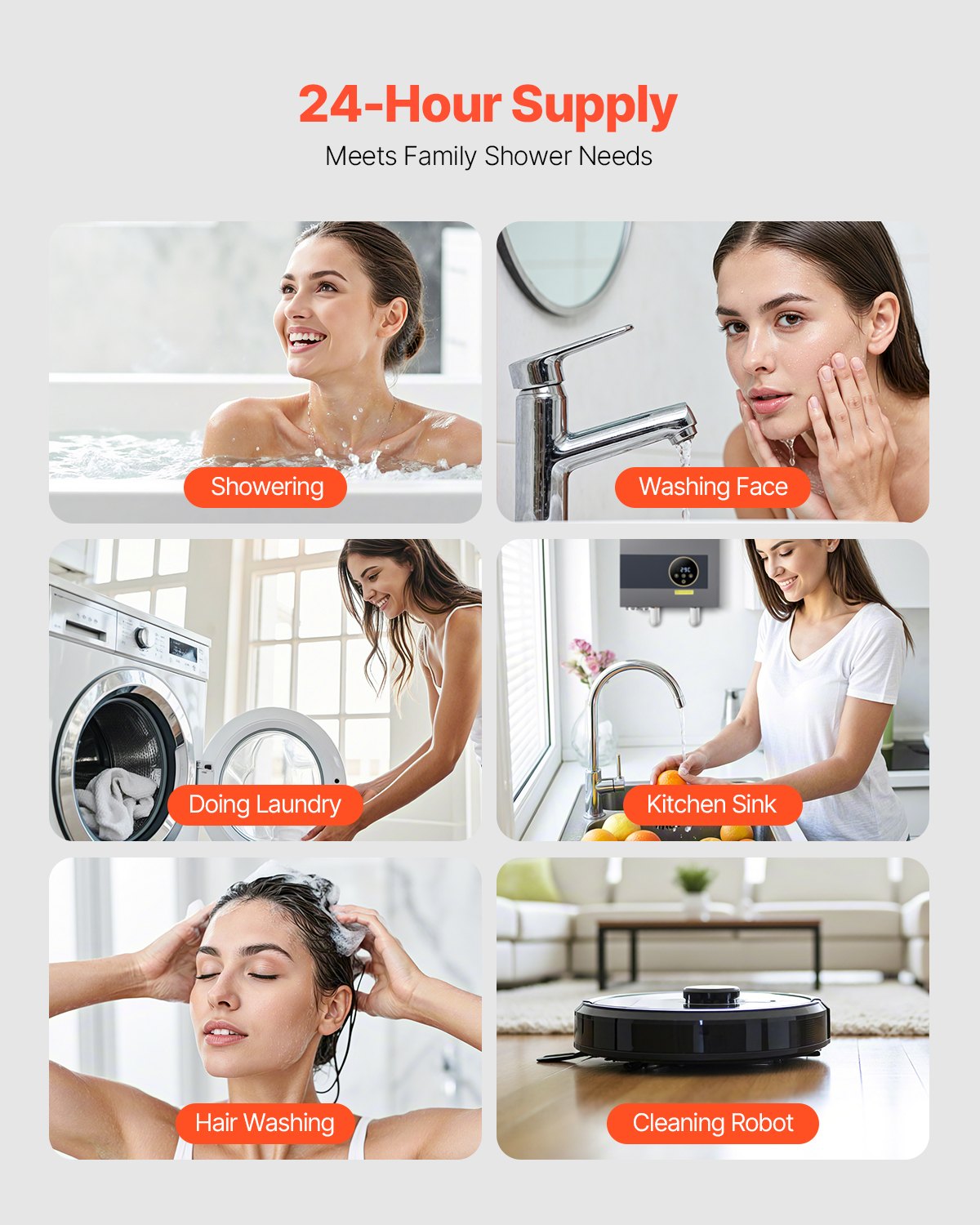 Vevor Tankless Electric Water Heater 36kW Instant Hot with LCD Touchscreen New