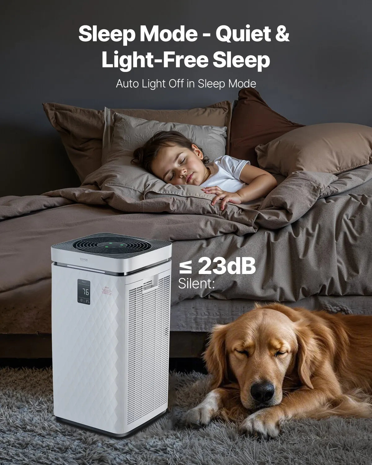 Vevor Smart Air Purifier 3139 ft²/h H13 HEPA Filter for Home & Office New