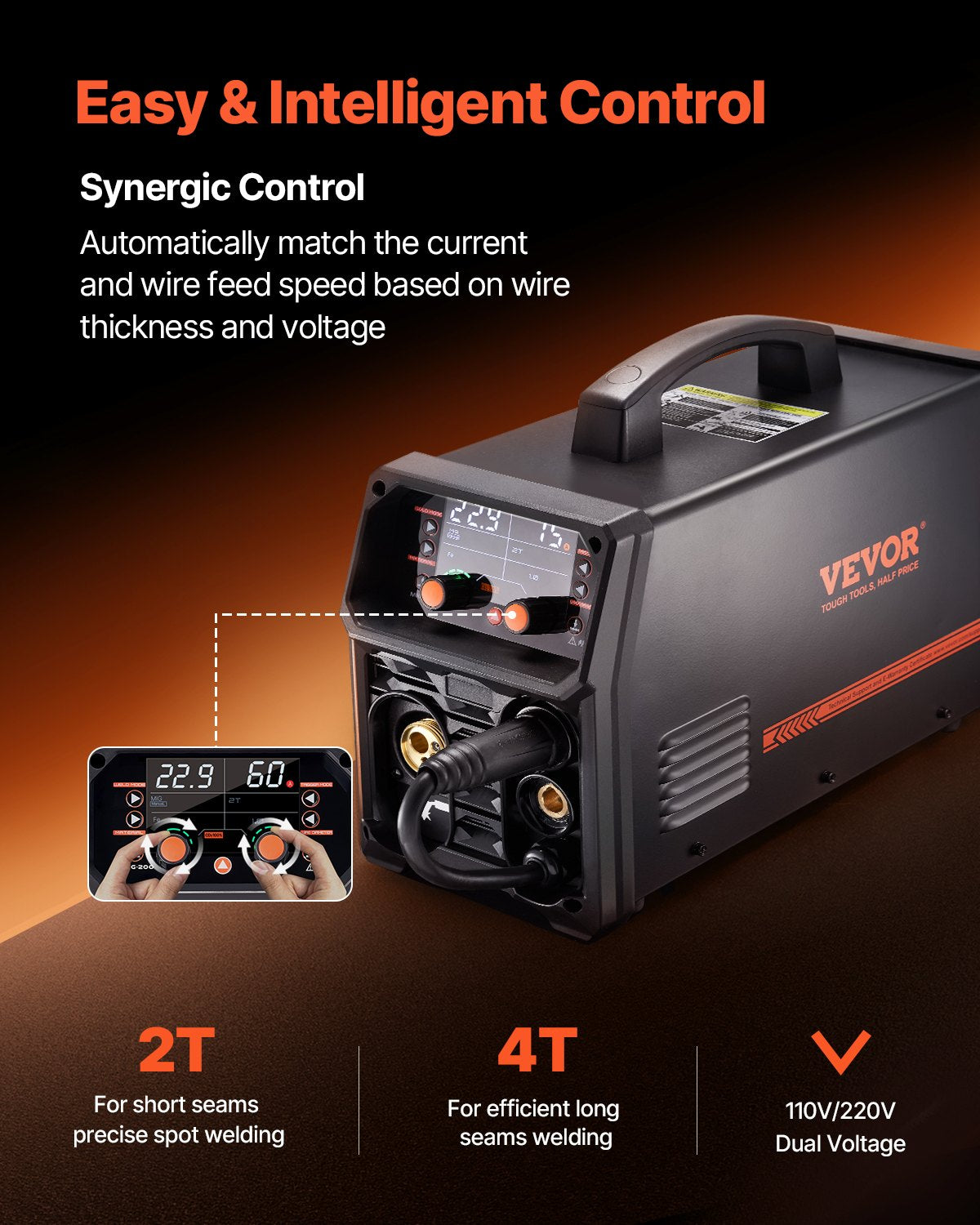 Vevor MIG Welder 4-in-1 Machine 200A Output Current Dual Voltage New