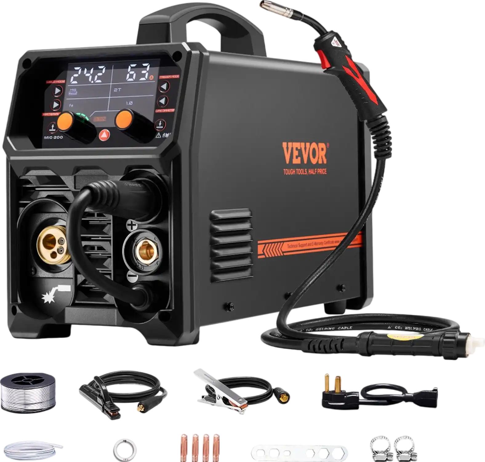 Vevor MIG Welder 4-in-1 Machine 200A Output Current Dual Voltage New