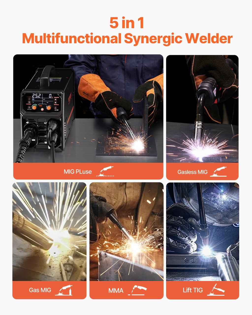 Vevor MIG Welder Multifunction Machine 250A Output Current Dual Voltage New