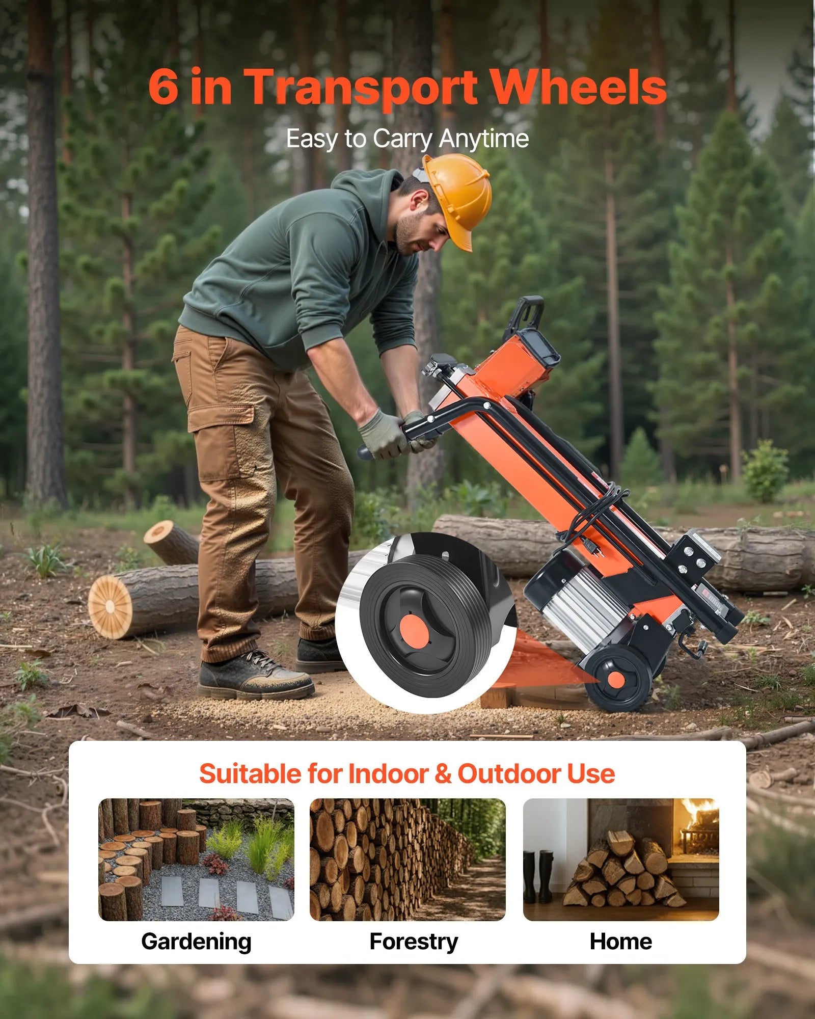 Vevor Electric Log Splitter 6.5 Ton Portable 1500W 15 Amp Motor New