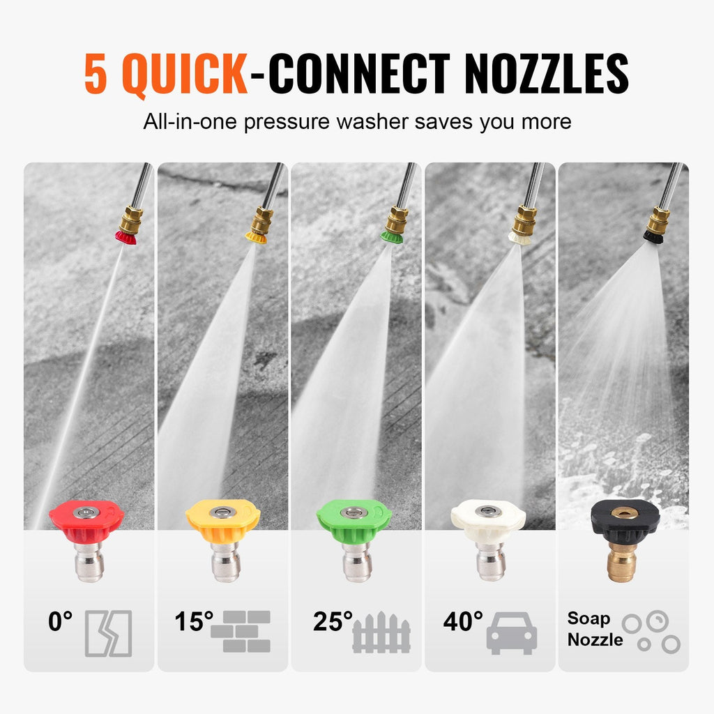 Vevor Pressure Washer Gas Powered with 5 Nozzle Set 3500 PSI 2.6 GPM Flow Rate 7HP New