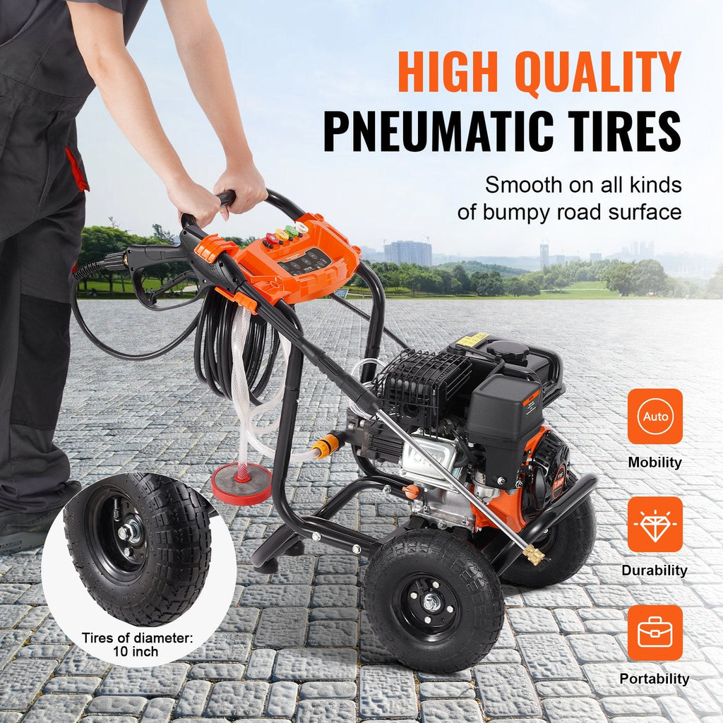 Vevor Pressure Washer Gas Powered with 5 Nozzle Set 3500 PSI 2.6 GPM Flow Rate 7HP New