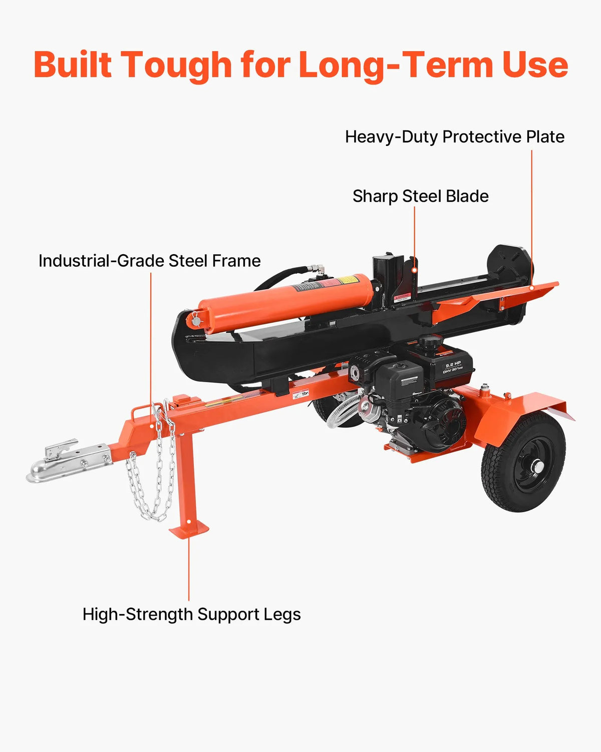 Vevor Log Splitter 30 Ton Horizontal Vertical with Auto Return 306CC Gas Engine 2" Ball Coupler New