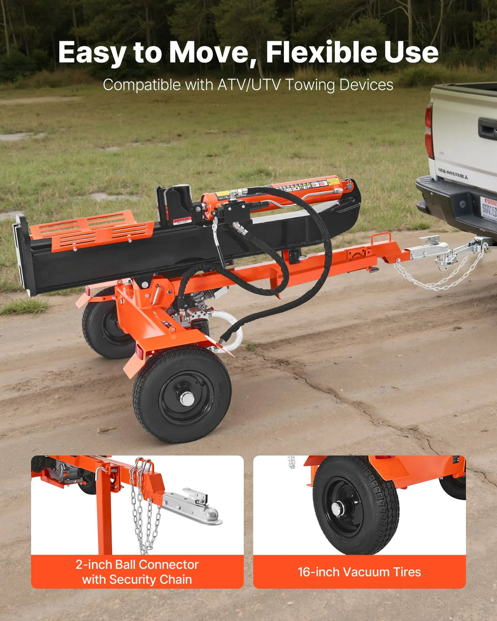 Vevor Log Splitter 30 Ton Horizontal Vertical with Auto Return 306CC Gas Engine 2" Ball Coupler New