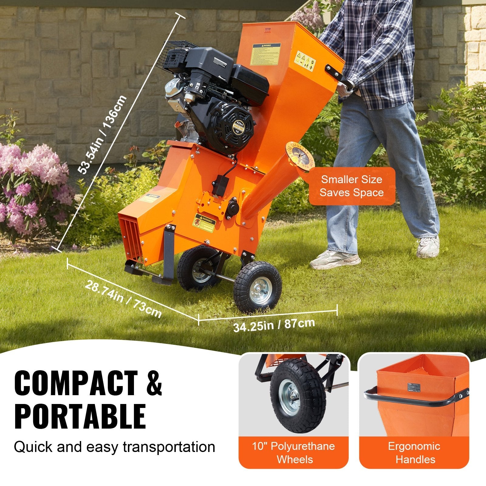 Vevor Wood Chipper Shredder Mulcher 6.7" Capacity 12HP Gas Powered 420cc New