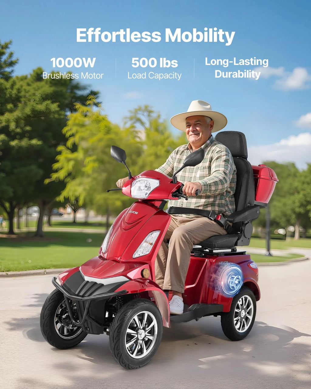 Vevor Mobility Scooter 4 Wheel Heavy Duty 60V 15 MPH 21.5 Mile Range 1000W New