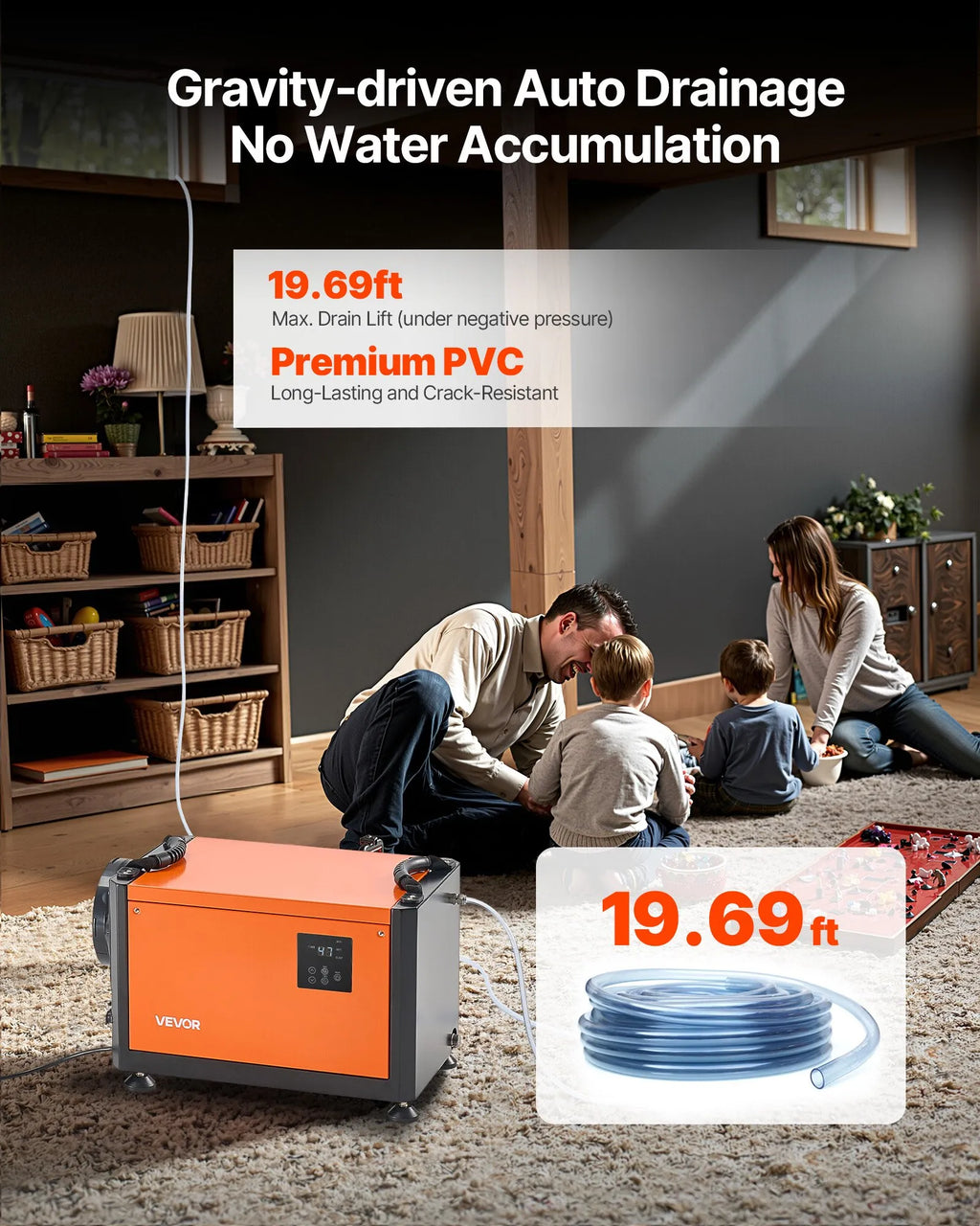 Vevor Commercial Dehumidifier with Pump 70 Pints Auto Defrost/Drainage New
