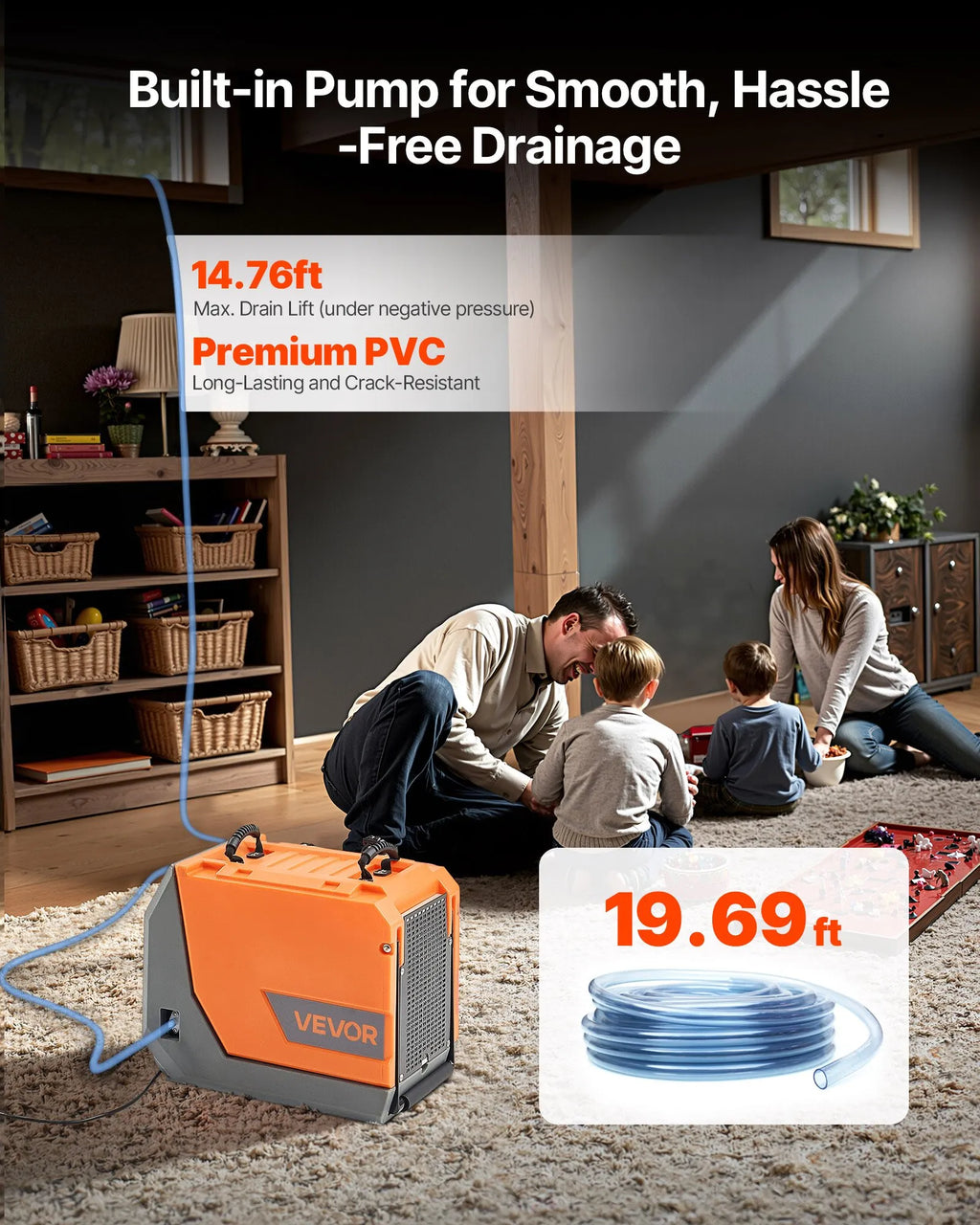 Vevor Commercial Dehumidifier 180 Pints with Pump/Drain Hoses Auto Defrost New