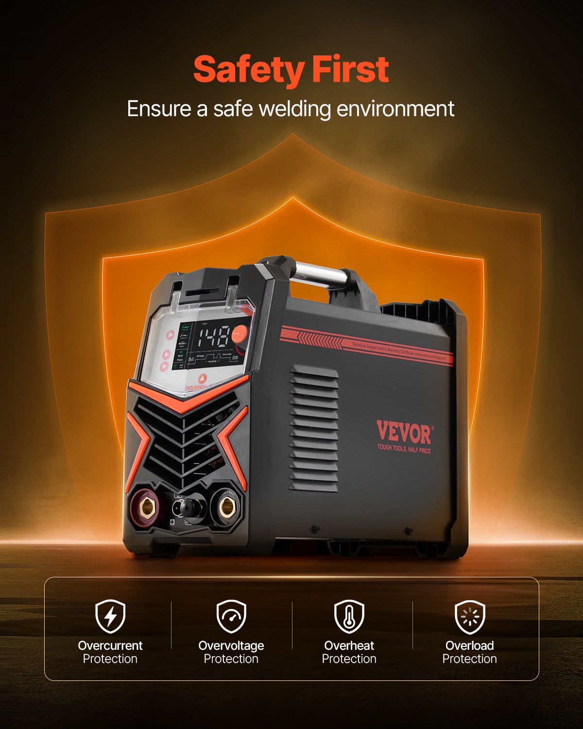 Vevor TIG Welder 3-in-1 Welding Machine Pulse MMA Stick IGBT Inverter LED Panel New
